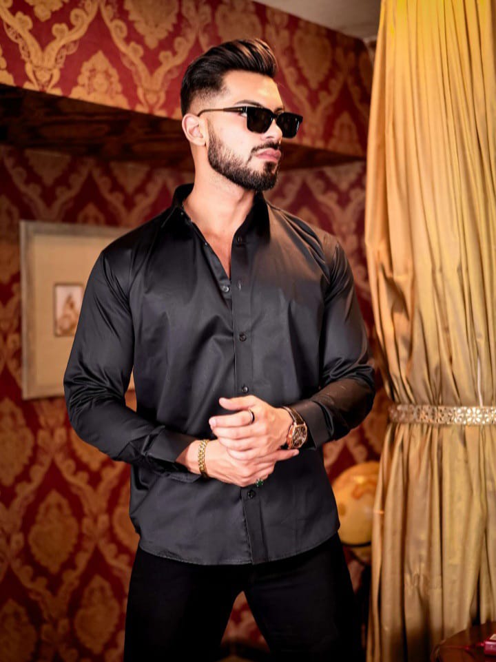 Streak Hawk Black Roar Tiger Starry Beaded Satin Cotton Premium Party Shirt
